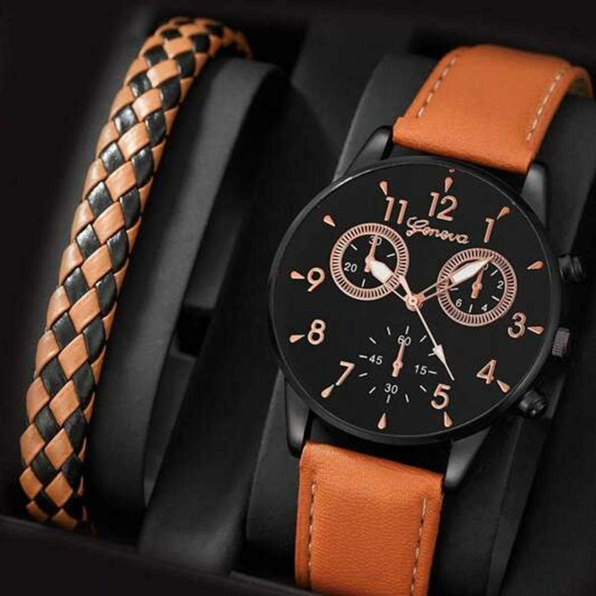 Herren Quarzuhr Mit Lederarmband Für Business Und Freizeit_voghion.com