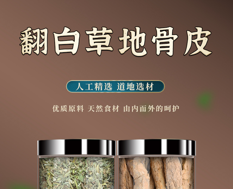 Fan Bai Cao Di Gu Pi Herbal Tea Blend Potentilla Discolor and Lycium Root Bark 250g Bag overview