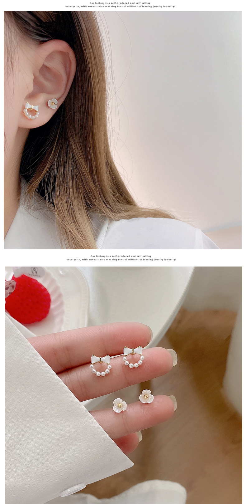 Fashion Butterfly Alloy Plating Inlay Pearl Womenu0027S Ear Studs 6 Pairs