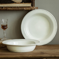 北歐風圓形碗珍珠草帽碗湯碗復古陶瓷沙拉碗餐廳擺盤意面碗批發