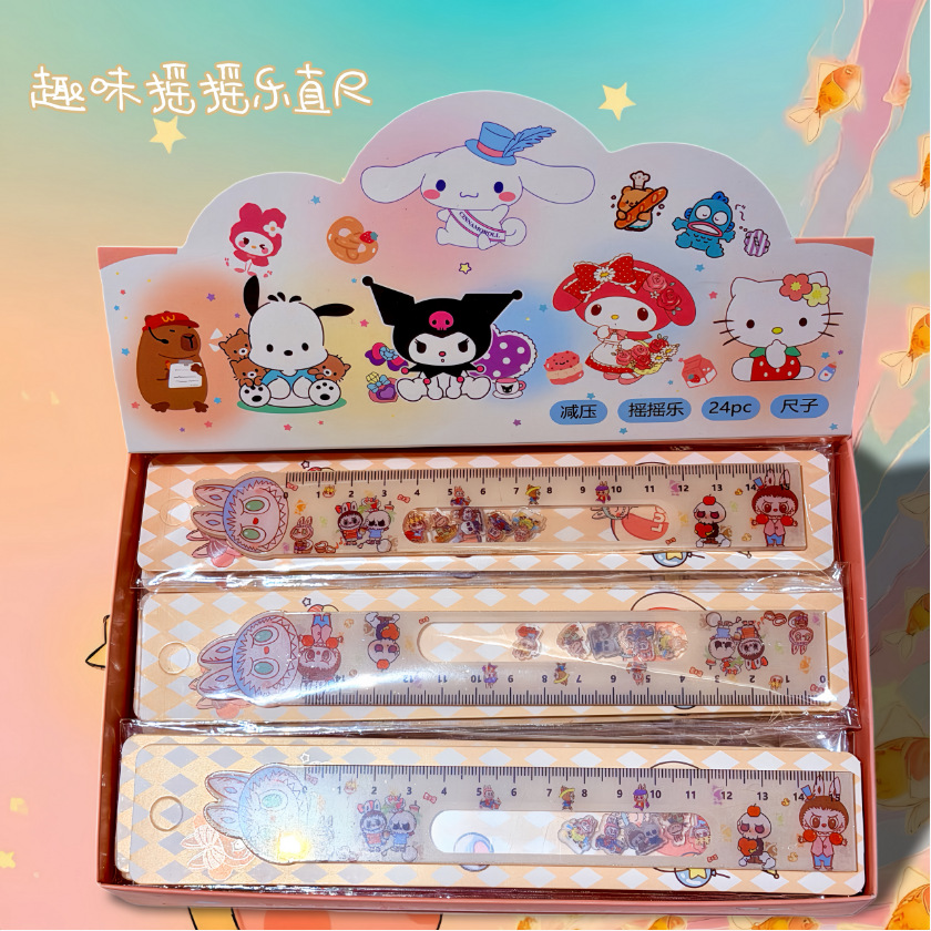 Regla recta pequeña regla de agitación divertida regla de reducción de presión regla acrílica regla de exámenes de estudiantes papelería
