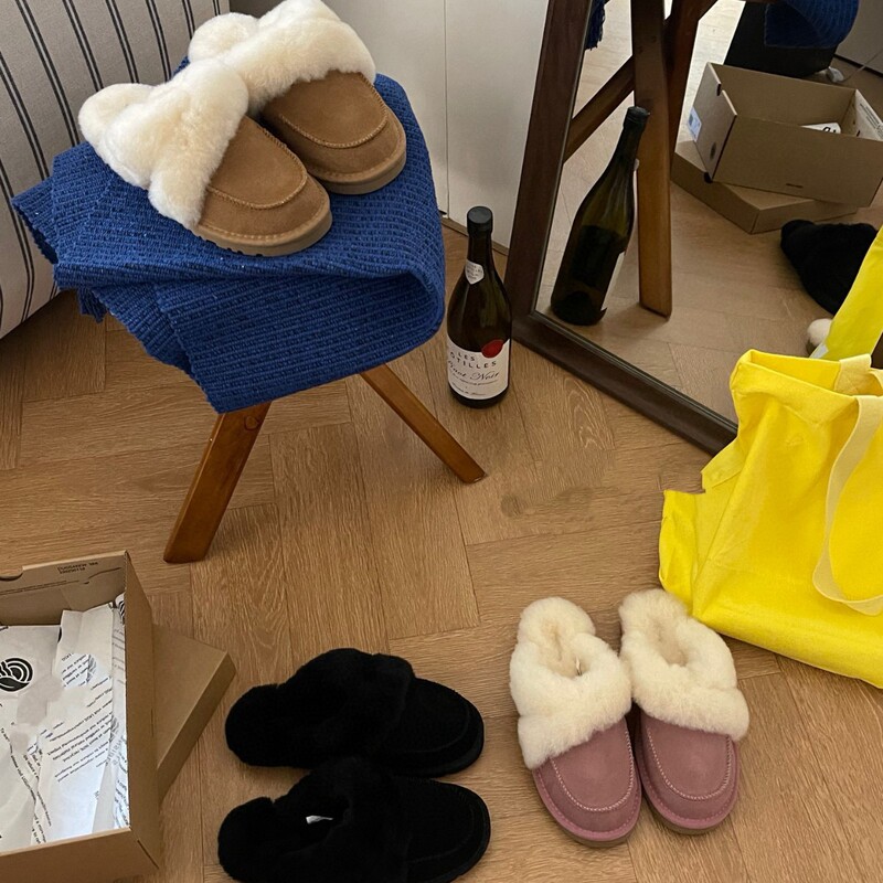 2025 Henan Sangpo Sheepskin Integrated Classic Snow Boots Loriya Furry Half-Slipper New Style Furry Slippers
