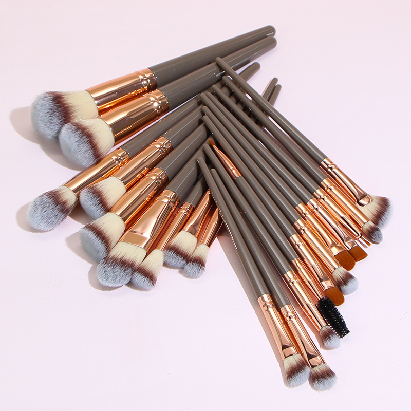 Yicolor nuevo cepillo de maquillaje traje 20 pelo fibra marrón conjunto completo polvo suelto sombra ojos reparación herramientas belleza en stock