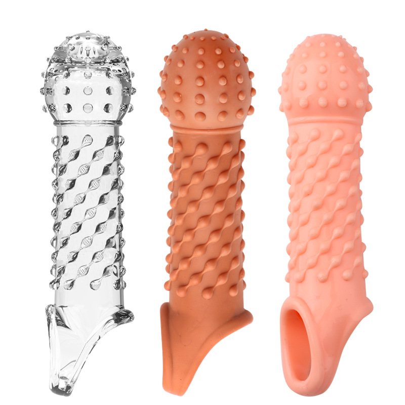 Textured Studded Condom Sleeve with Wolf-Tooth Particles, Delay Lock Design, TPE — detail image 9