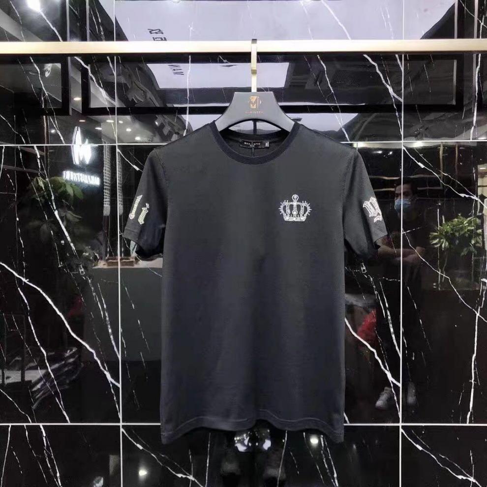 Men's Cotton T-shirt With Crown Diamond Detail Versatile Style_voghion.com