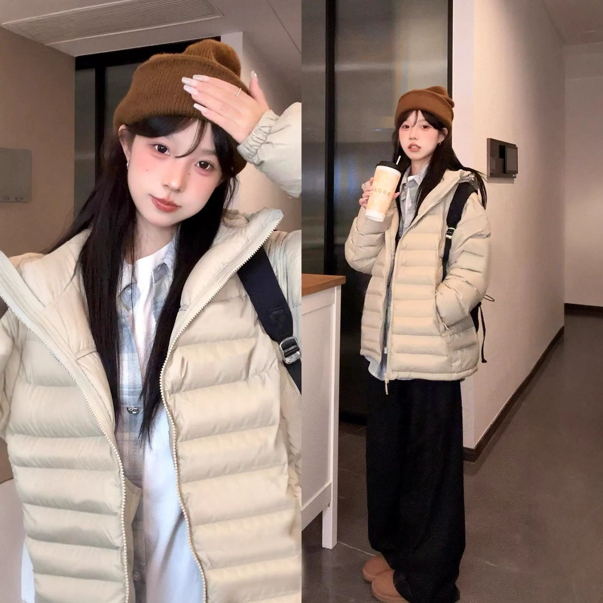 修身排骨羽绒服冬季女款2025新款韩系轻薄巨好看白鸭绒外套棉服女