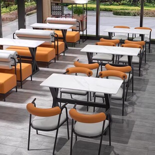Customized Dessert Shop Bakery Western Restaurant Milk Tea Shop Booth Sofa Commercial Slate Burger Shop Restaurant Tables and Chairs