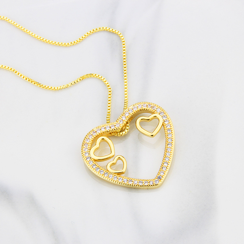 fashion simple heartshaped inlaid zirconium necklacepicture6