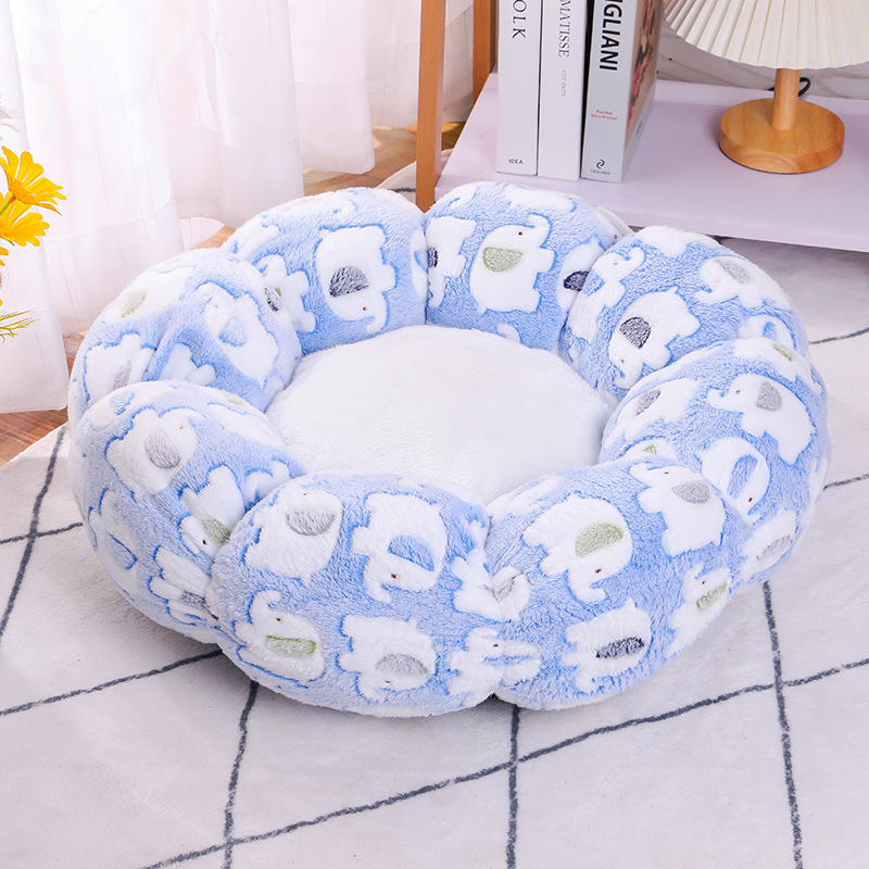 Nueva mascota nido de flores de protección del cuello del gato de la felpa Nido de gato caliente Cuatro Estaciones Universal ronda estera del animal doméstico en la acción al por mayor