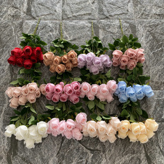 9頭夢幻玫苞 客廳茶几擺件絹花 室內軟裝攝影道具玫瑰苞仿真花