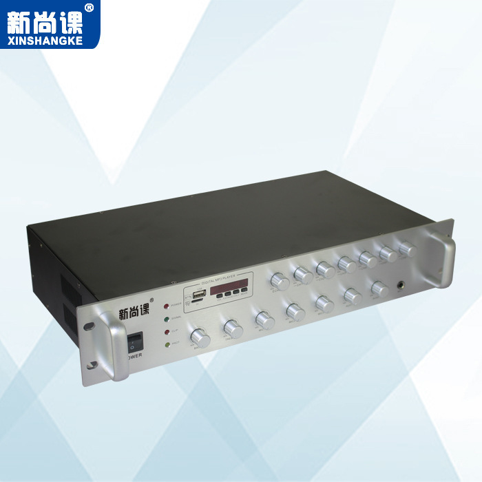 amplificador de potencia de radiodifusión de impedancia fija de voltaje fijo de seis divisiones para radio FM de disco USB con reverberación