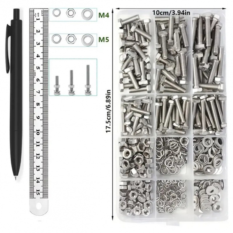 240pcs comercio exterior, tornillo hexagonal con tuerca junta conjunto de combinación