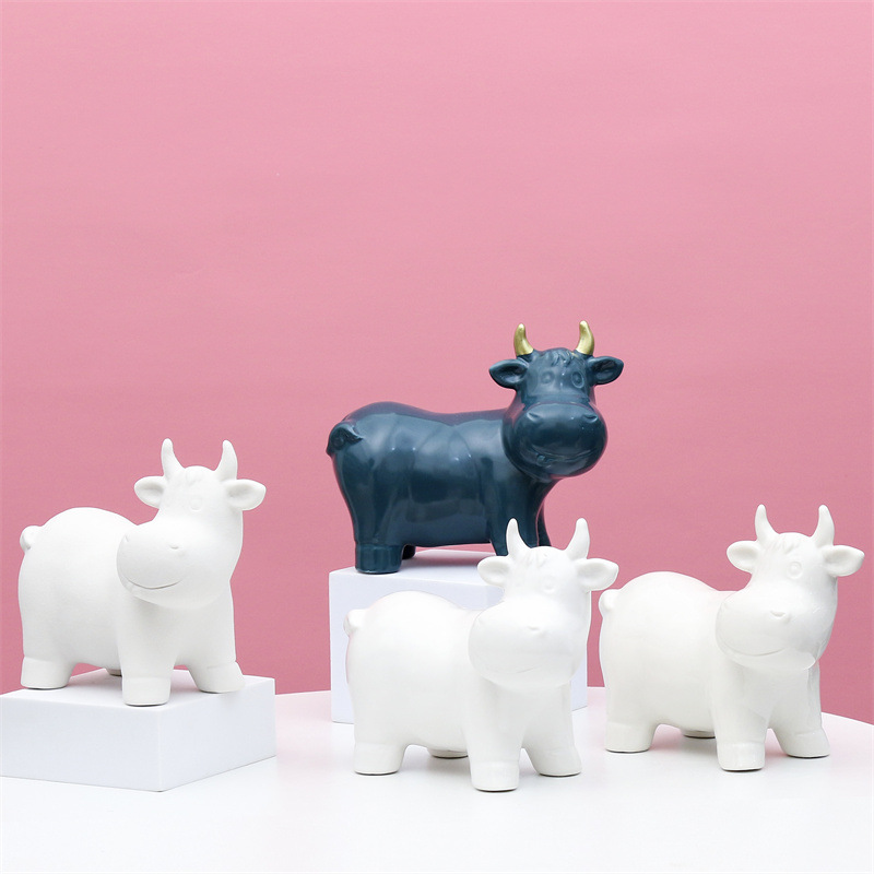 Nordic Luz de lujo creativo decoración de la Oficina de cerámica simple sala de estar decoración del hogar pasillo gabinete del vino decoración de la vaca