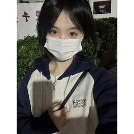 加绒撞色拼接开衫连帽卫衣女冬季宽松学生慵懒风外套潮