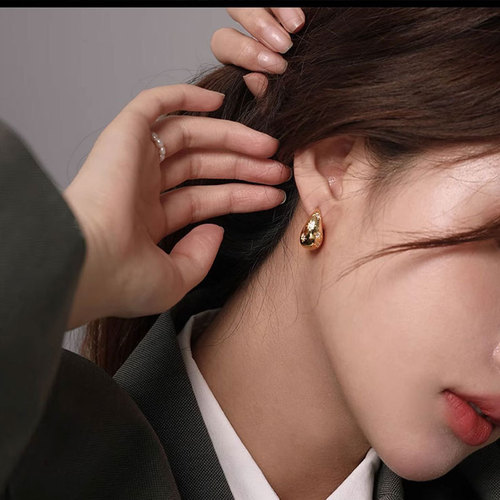 Ganjia S925 sterling silver drop-shaped eight-pointed star diamond earrings niche design high-end cold style earrings