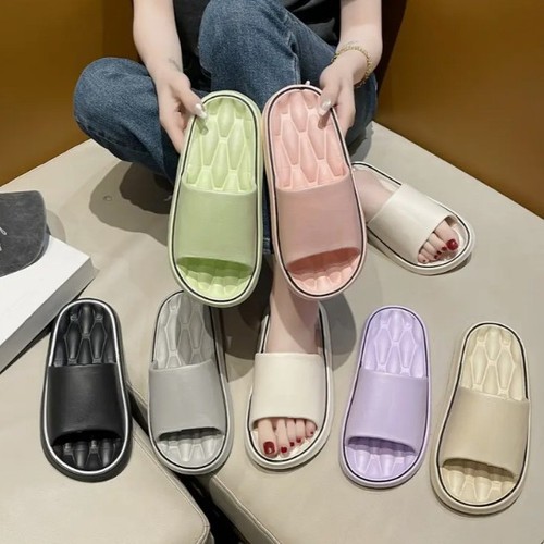 Women's New Striped Slippers, Summer Indoor Anti-Slip Home Slippers, Bathroom Couple Soft Sole Cooling Slippers for Men, Eva