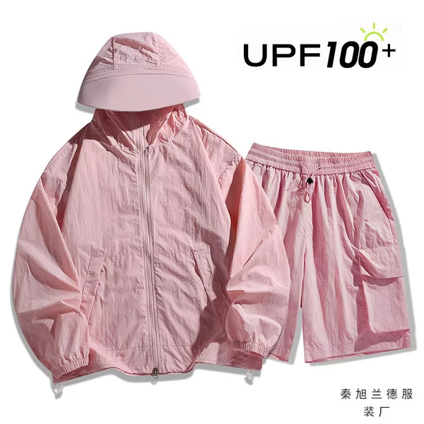 2025 New Couple's Ice Silk Sunscreen Clothing Set for Men and Women, Summer Skin Jacket, Breathable and Lightweight, UPF100+