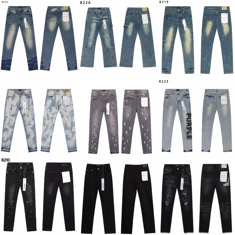 Cross-Border Wholesale Purple Brand Trendy High Street Men's Casual Ripped Design Slim-Fit Jeans Cross-Border Wholesale Purple Brand Trendy High Street Men's Casual Ripped Design Slim-Fit Jeans