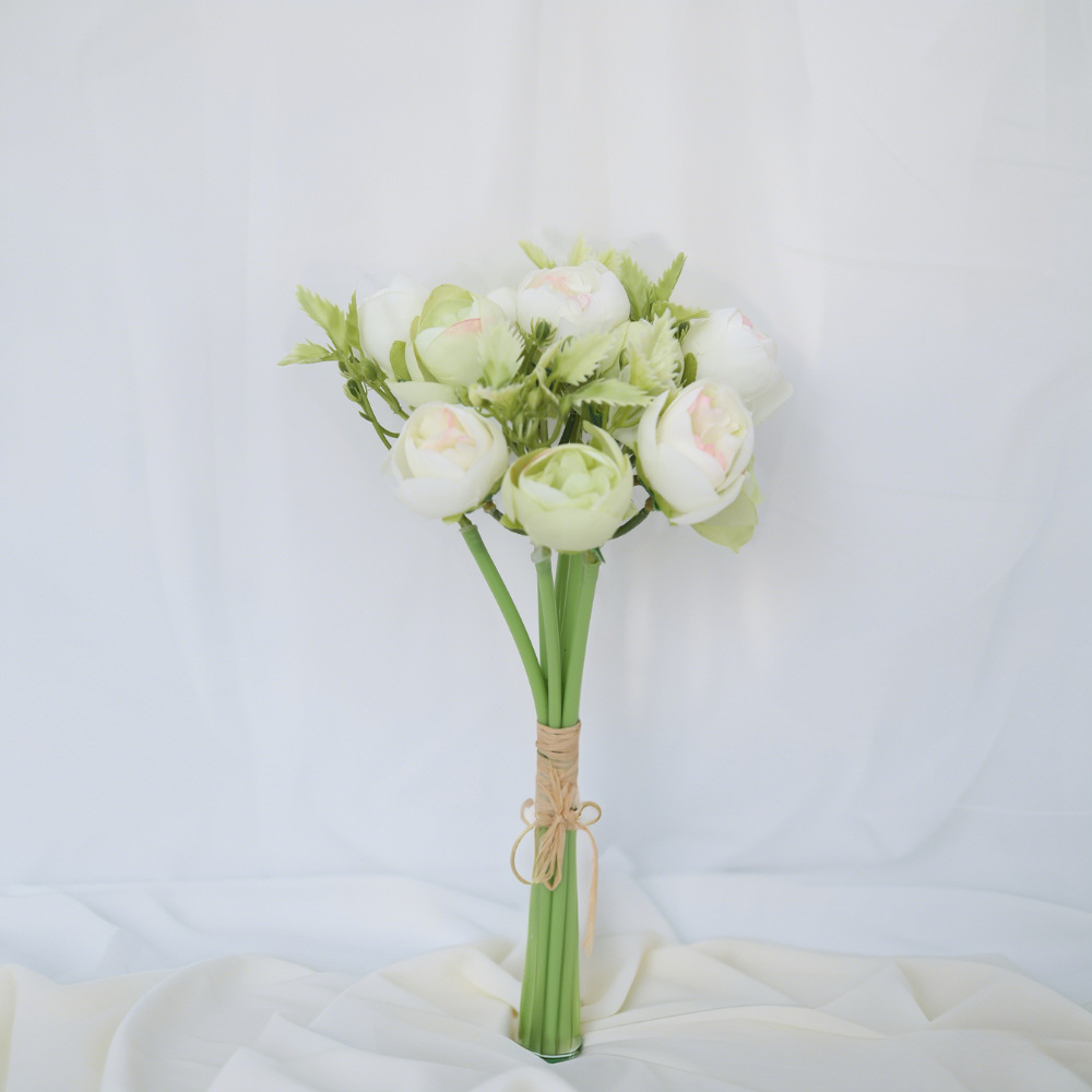 Flores artificiales retro, sosteniendo un ramo de peonía, decoración del hogar de boda, accesorios fotográficos, flores artificiales