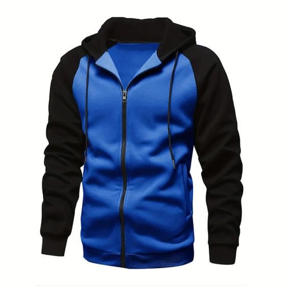 Cross-Border New Men's Zipper Cardigan Jacket Spring and Autumn Color Matching Fashion Raglan Sleeve Casual Sweatshirt Sports Sweatshirt
