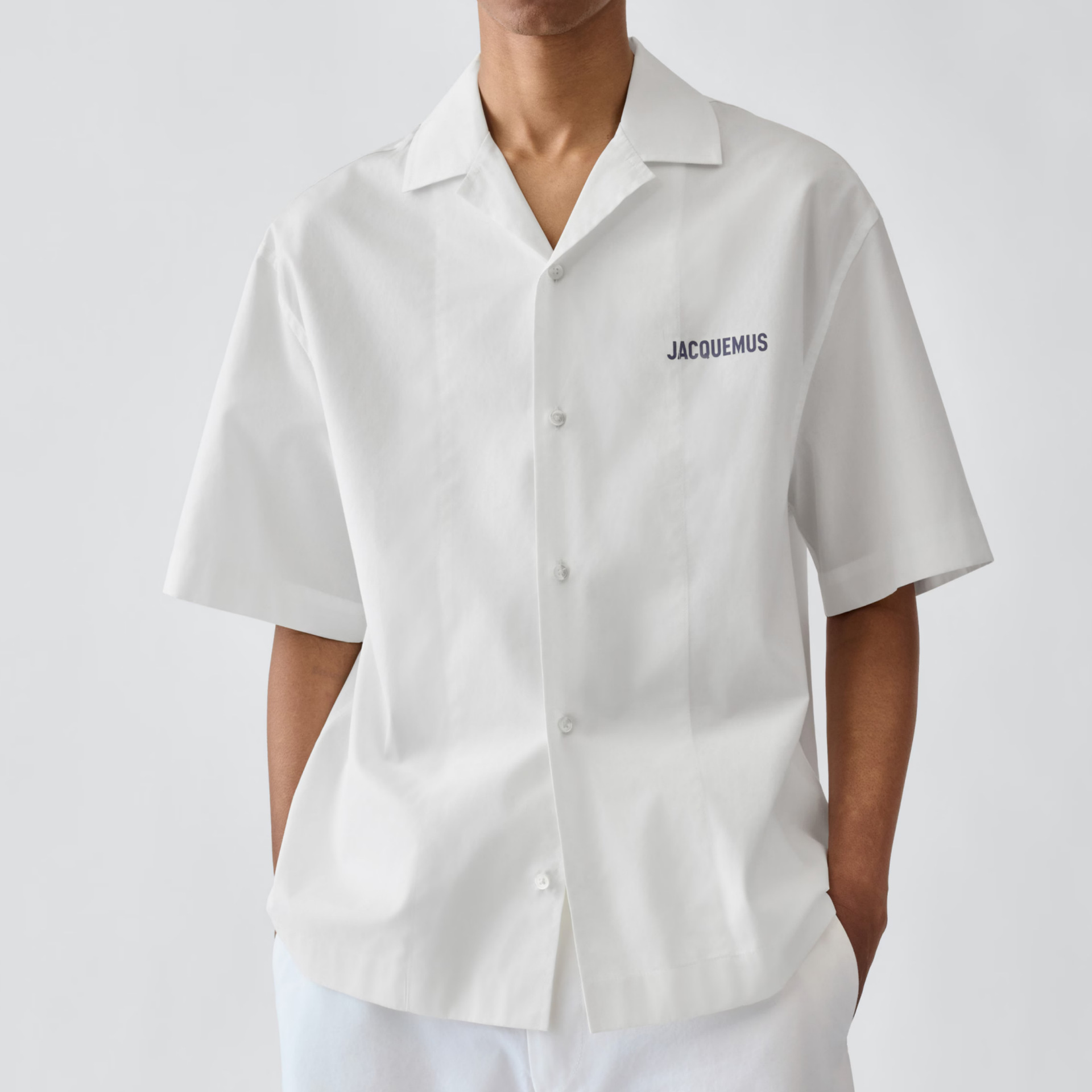 Jac 26Th Summer New Men's Cuban Collar Short-Sleeved Shirt Simple Letter Print Holiday Style Loose Shirt
