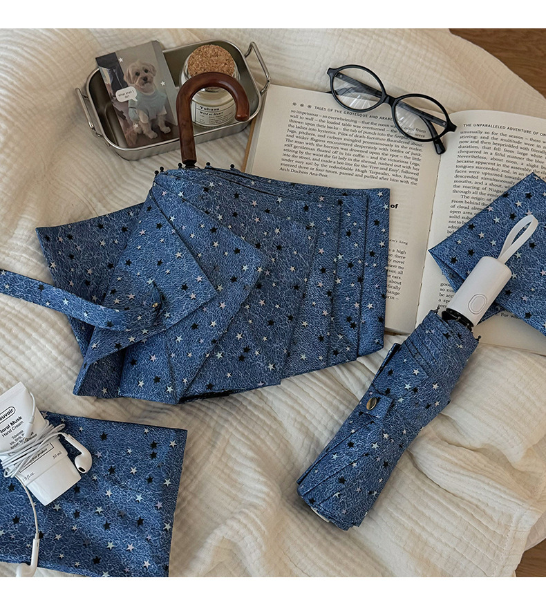 Automatic Folding Cowboy Star Umbrella Uv Protection Sunshade_voghion.com