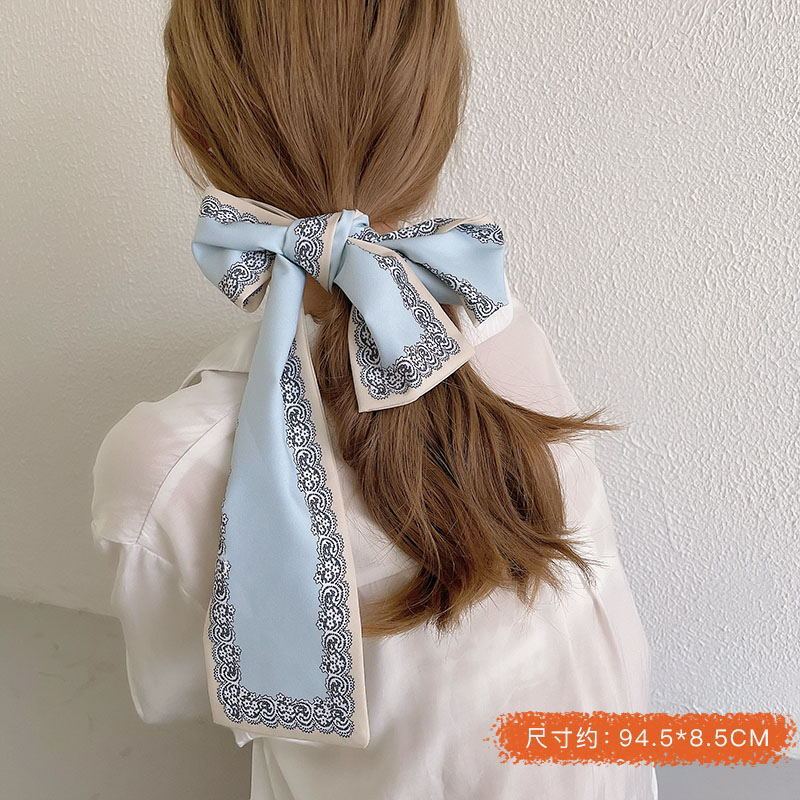 Red larga bufandas de seda correa de cabello para mujeres 2024 nuevo cabello trenzado corda de cabello coreana corda de arco corda de cabello