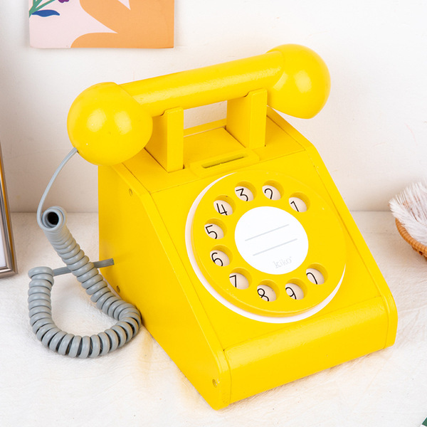 Wooden realistic family teaching retro cognitive telephone