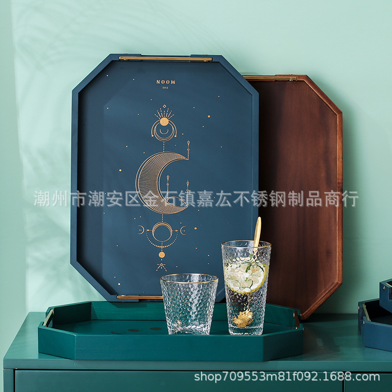 Eight-sided Octagonal Morandi Tray Japanese-style Commercial Restaurant Bamboo and Wood Tea Tray Tea Set Water Cup with Plate Dinner Plate Fruit Plate