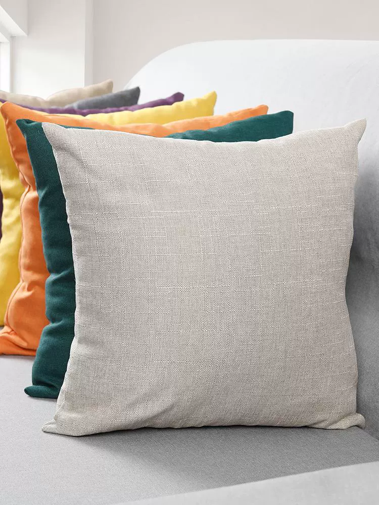 Pillow, big square sofa, cotton and linen, increased thickness