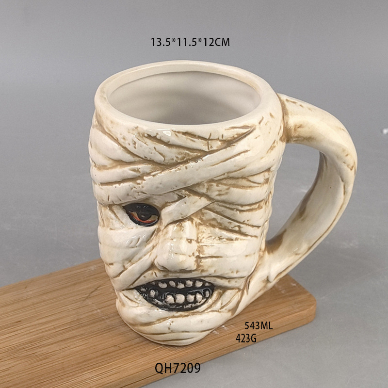 Taza creativa de Halloween cuidadosamente seleccionada Taza de vendaje pintada Taza de zombies Taza tridimensional 3D Taza divertida fantasma