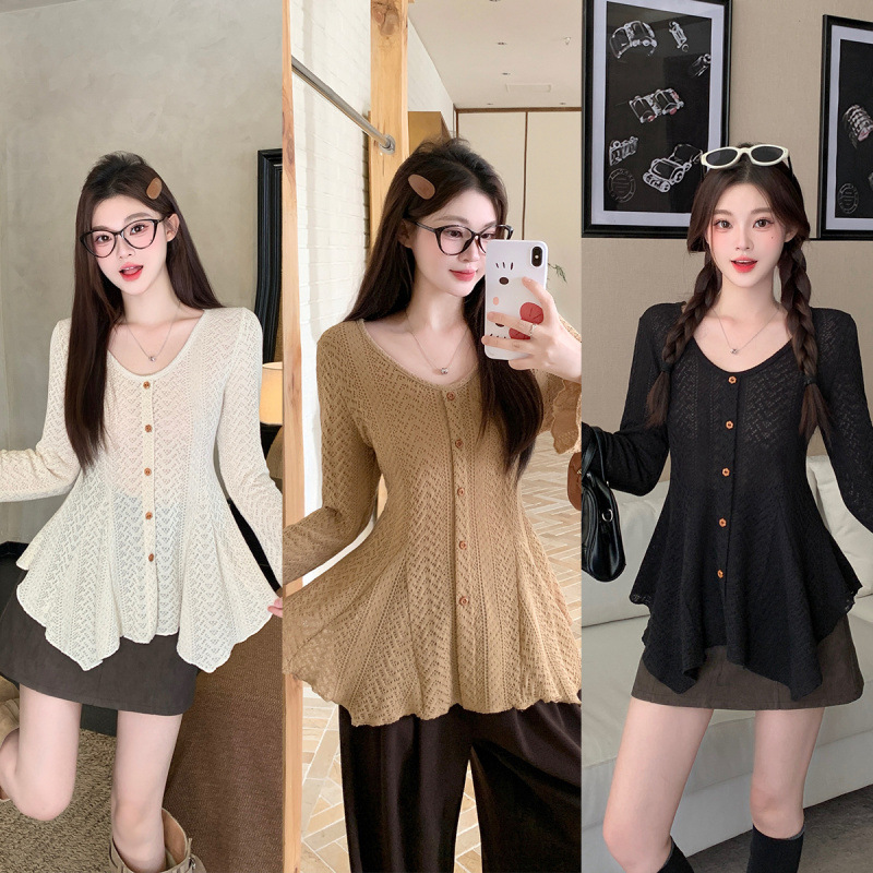 2025 Autumn Plus Size Women's Bell Sleeve Irregular Hem Waist Slim Sweater