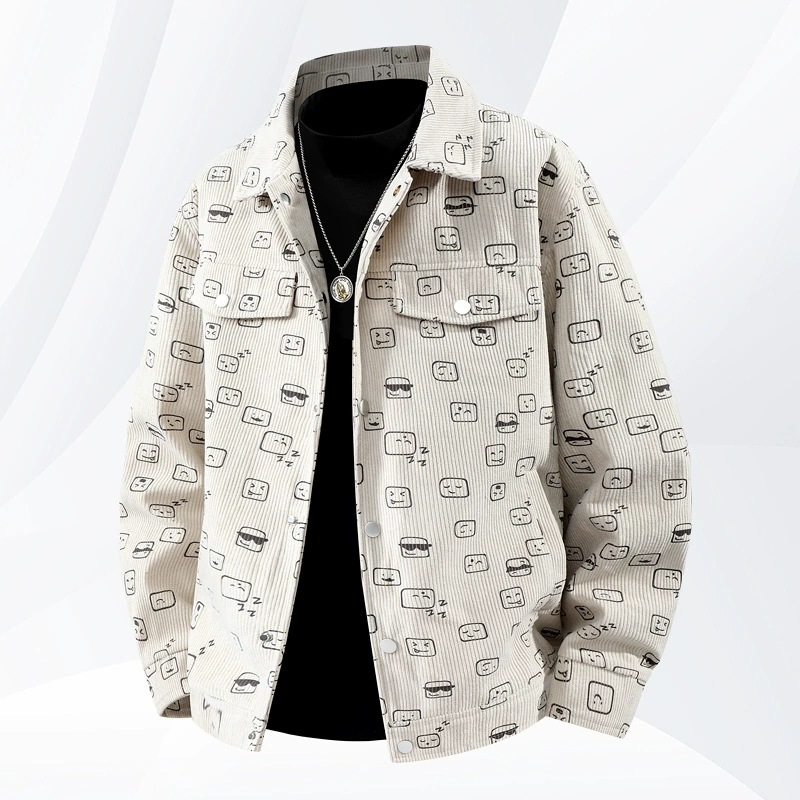 Новая полная печать вельветовая мужская куртка весной и осенью