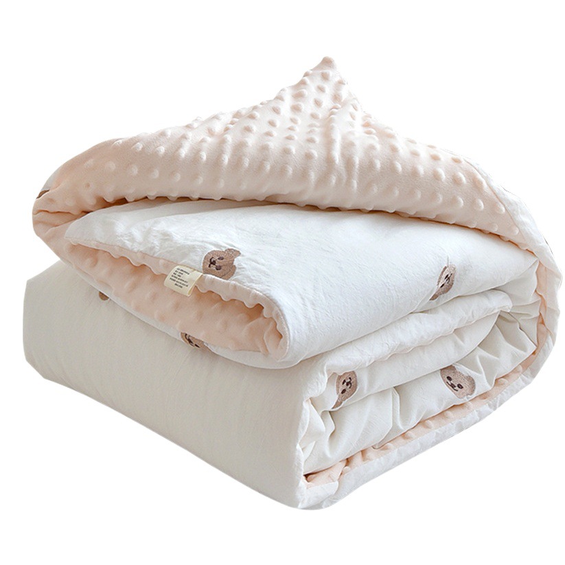Baby Class A Cotton Quilt Baby Pure Cotton Embroidered Bean Velvet Thickened Quilt Adult Autumn and Winter Extra Large Comfort Quilt