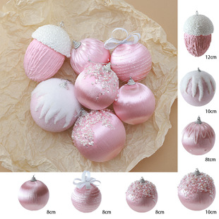 Christmas Tree Decoration Pendant DIY Christmas Tree Package Pink Christmas Decoration Pendant 8cm Foam Christmas Ball