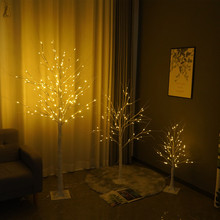 跨境爆款 LED圣诞节遥控灯室内卧室房间景观家居装饰发光树白桦树
