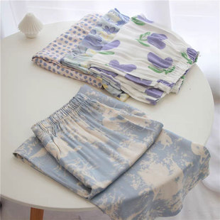 All-Match Single Product Pajama Pants Soft and Comfortable Fine Imitation Cotton Cool Couple Men's and Women's Loose Pants for Home
