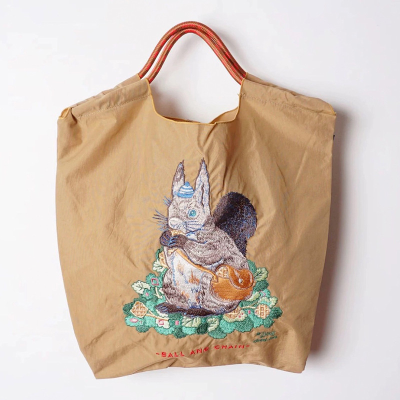 オリジナルの脇下バッグ環境保護ショッピングバッグ絶妙な刺繍防水ナイロンショッピングバッグ手提げレディースショルダーバッグ|undefined