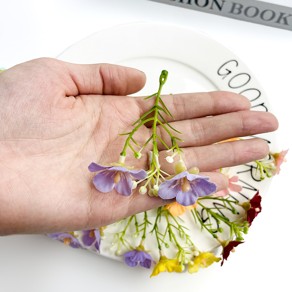 Simulación Milán Gypsophila Strocks de flores Pastoral Boda Guía de flores Diseño de pared Fotografía Diy Hairpin Tocado Sombrero de soltero