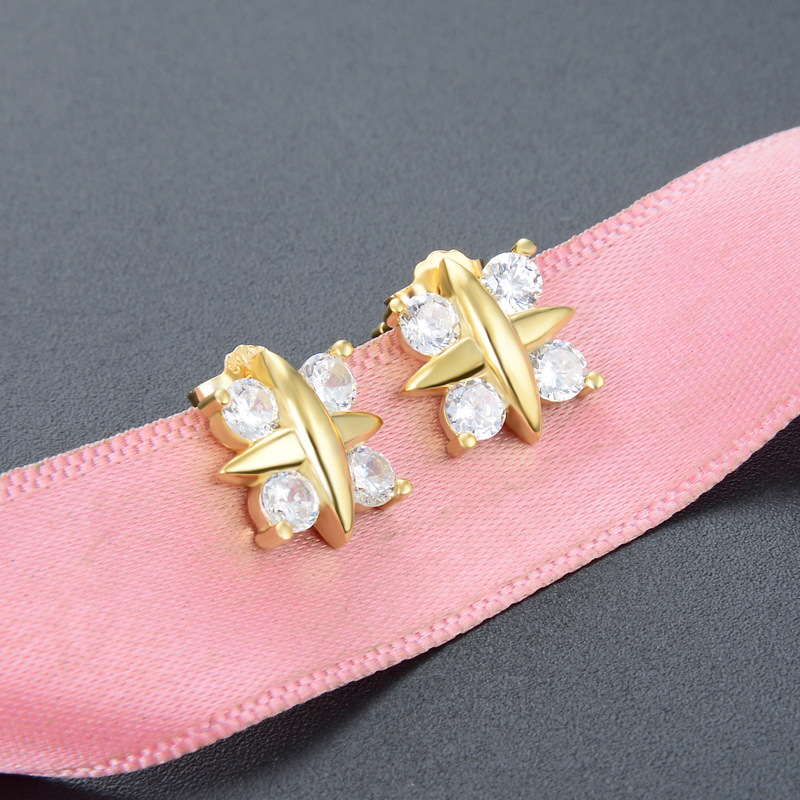 S925 plata esterlina estrella pendientes de diamantes femeninos coreanos temperamento de moda simple inswind suministro transfronterizo una venta al porcelana