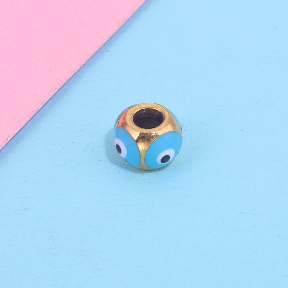 Cuentas cuadradas de acero inoxidable de ojo del diablo europeo y americano cuentas de esmalte de doble cara gota de aceite ojo cuentas espaciadoras cuentas sueltas joyas de bricolaje