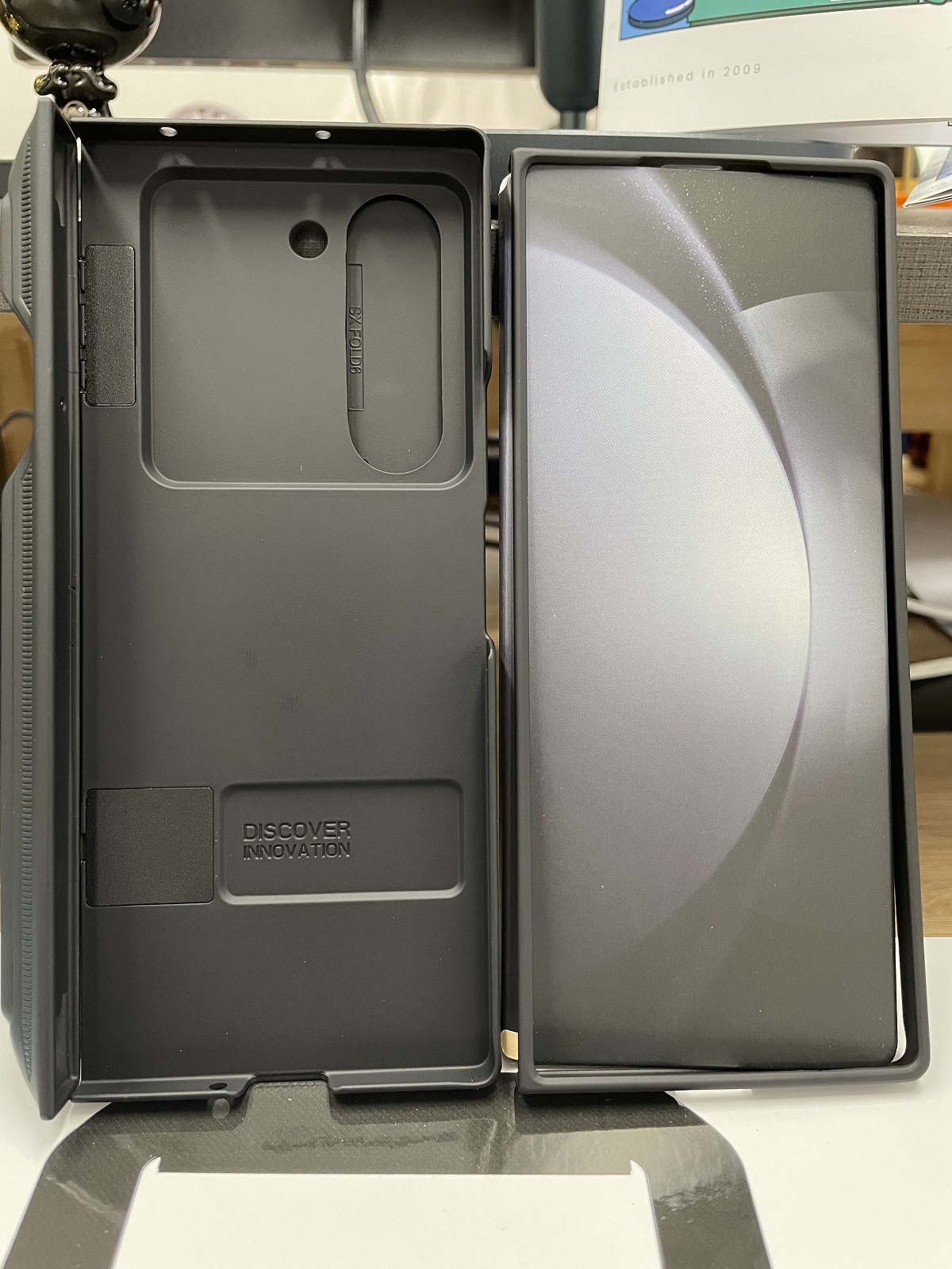 Ốp lưng Samsung Galaxy Z Fold 6 gập có chân đế vô hình, khe cắm bút, gương đen — Gương Đen Fold (Kiểu bộ bút) màu xanh lá cây, Phiên bản đặc biệt không làm, Samsung Z Fold 6 chi tiết 14
