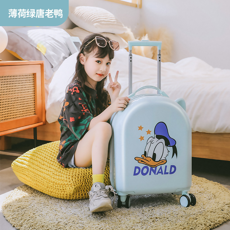 새로운 어린이용 트롤리 가방, 앉을 수 있는 여행 가방, 소녀용 만화 여행 가방, 아기용 기내 반입 가방, 비밀번호 가방