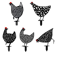 铁艺金属园林黑鸡草坪装饰仿真园艺鸡Chicken Yard Art花园插牌