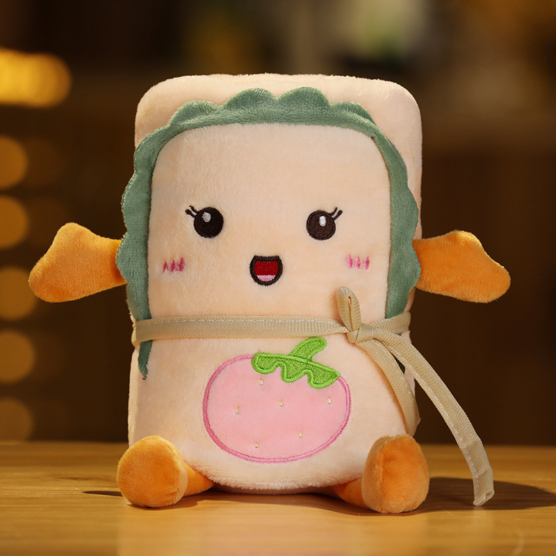 Cartoon Toast peluche oficina siesta pan franela pequeña manta aire acondicionado una sola manta de almacenamiento
