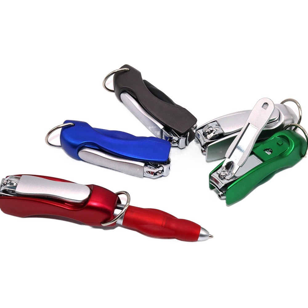 Papelería creativa cortaúñas bolígrafo mini plegable pequeña pluma herramienta llavero pluma multifuncional bolígrafo