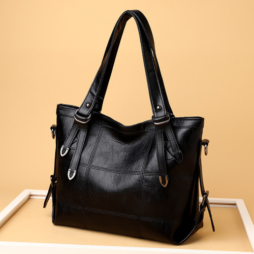 Amazon Women's Bag 2025 PU Soft Leather Texture Large Capacity Fashion Splicing Tote Bag