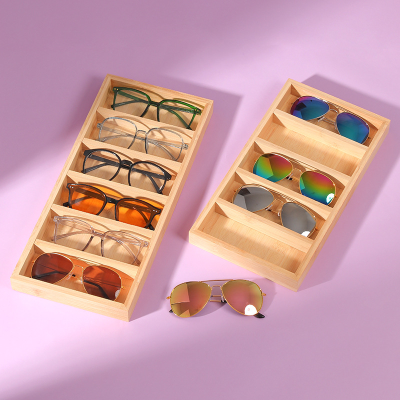 Bamboo and wood glasses storage tray jewelry tray sunglasses tray myopia glasses tray jewelry tray display stand