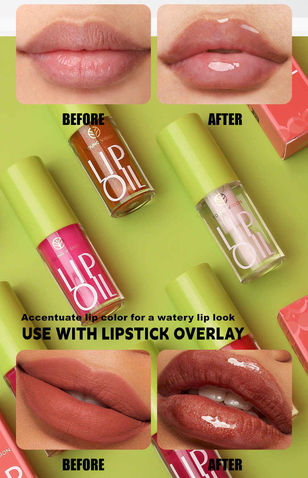 YOUNG VISION Lip Moisturizer, Lip Care Oil, Hydrating Lip Gloss and Transparent Lip Gloss are available in 6 colors undefined