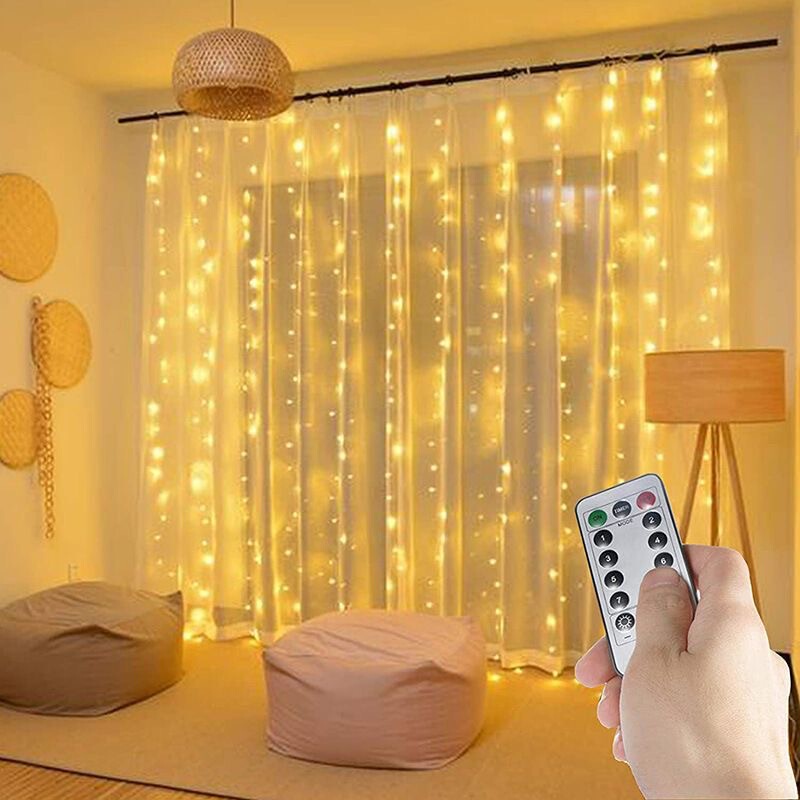 3* 3m ライトカーテンライト USB プラグインリモコンクリスマス結婚式の装飾ライトストリング防水カラフルなライト LED ライトストリング|undefined